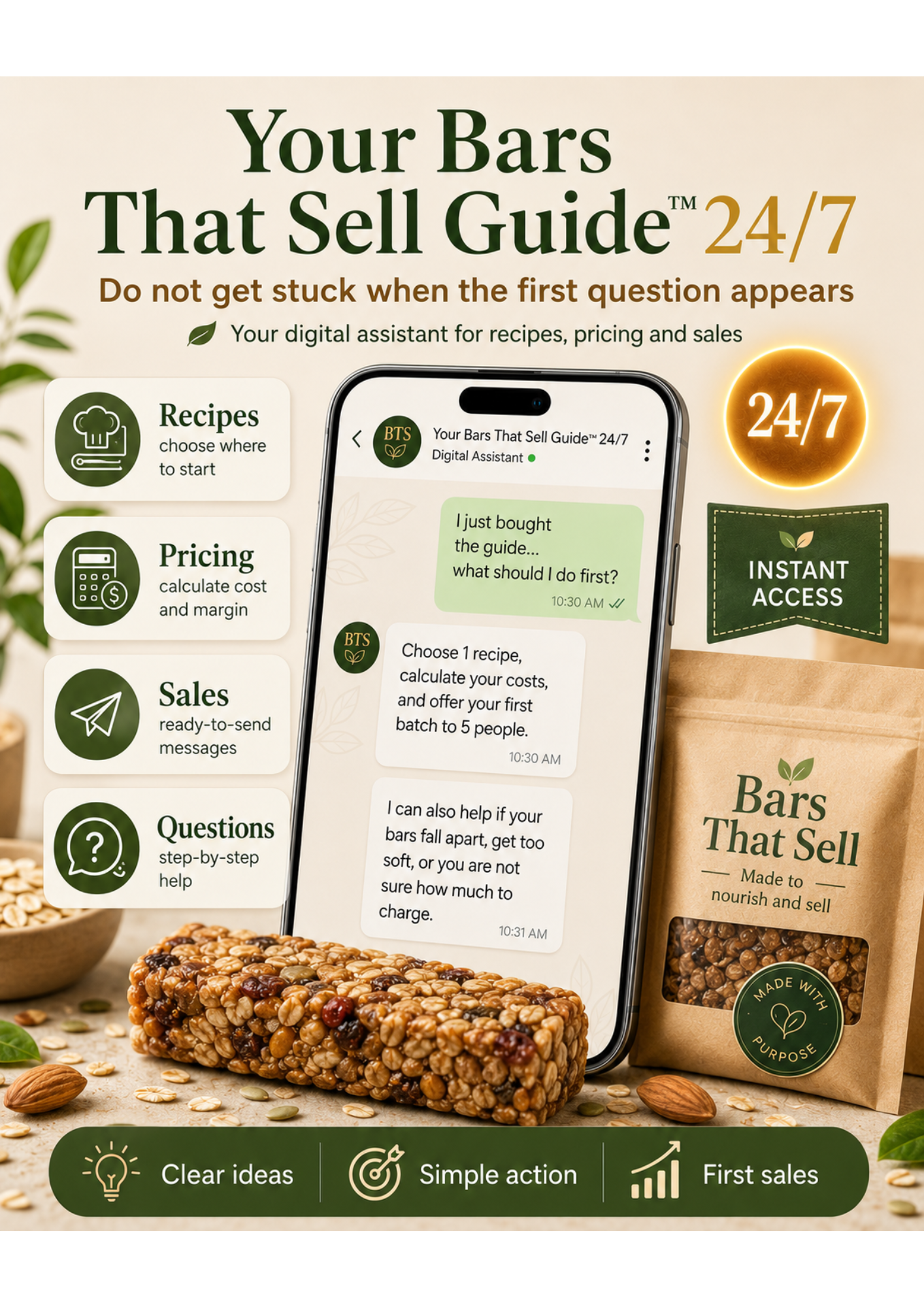Your Bars That Sell Guide™ 24/7 — Smart Assistant for Recipes, Pricing and Sales